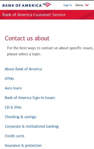 Bank of America customer service